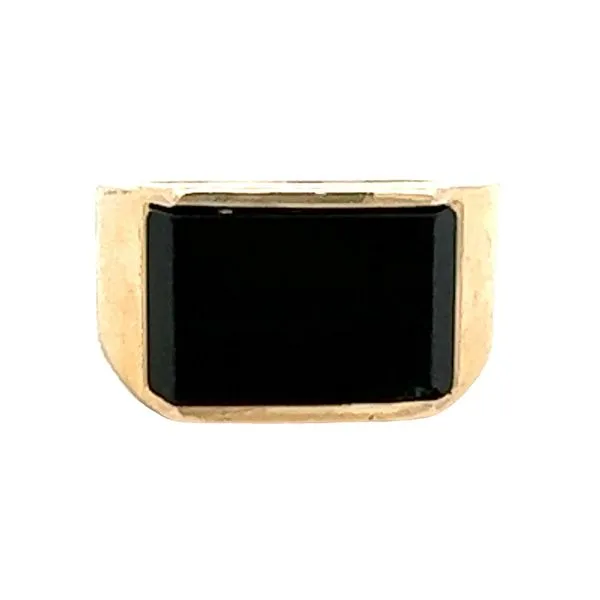 14K Yellow Gold Black Onyx Men's Pre-Owned Ring Classic Creations In Diamonds & Gold Venice, FL