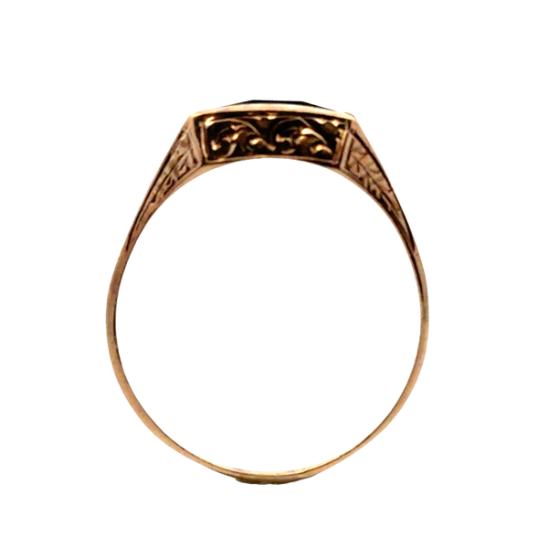 Estate 10K Yellow Gold Men's Synthetic Violet Stone Ring – Flat Top Image 3 Classic Creations In Diamonds & Gold Venice, FL