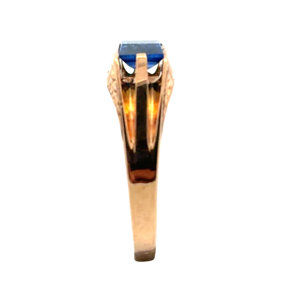 Estate 10K Yellow Gold Men's Synthetic Violet Stone Ring – Flat Top Image 4 Classic Creations In Diamonds & Gold Venice, FL