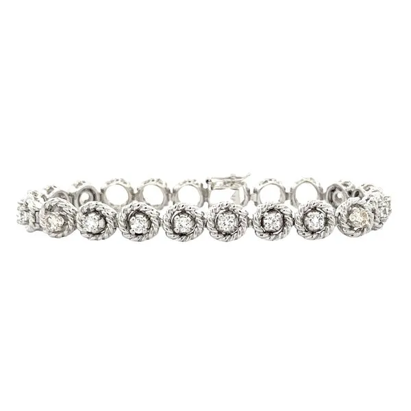 Estate14KW Twisted/-Rope Style Circle Link Diamond Line Bracelet Classic Creations In Diamonds & Gold Venice, FL
