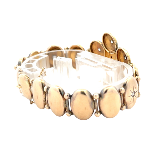Antique 1930s 9K Yellow Gold Lion Head Mine-Cut Diamond Panel Bracelet – 0.35 CTW Image 3 Classic Creations In Diamonds & Gold Venice, FL