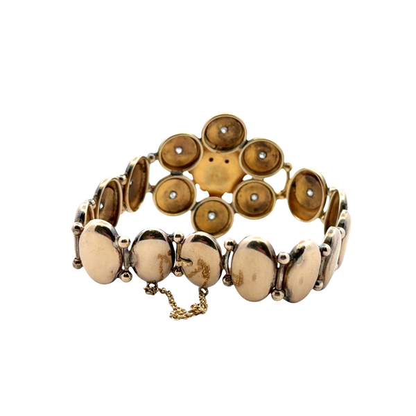 Antique 1930s 9K Yellow Gold Lion Head Mine-Cut Diamond Panel Bracelet – 0.35 CTW Image 4 Classic Creations In Diamonds & Gold Venice, FL