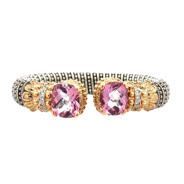Estate Alwand Vahan 14K Gold & Sterling Silver Pink Topaz Diamond Bangle Bracelet Classic Creations In Diamonds & Gold Venice, FL
