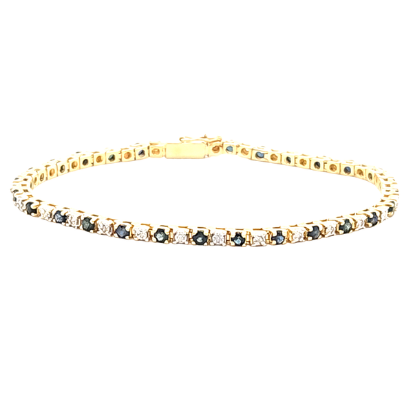 Estate 14K Yellow Gold Sapphire and Diamond Bracelet 6.75 Inch Classic Creations In Diamonds & Gold Venice, FL