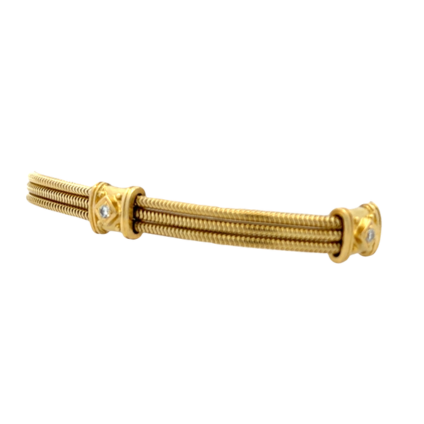 Estate 18K Yellow Gold Triple Strand Snake Chain Diamond Bracelet 7.25 Inch Classic Creations In Diamonds & Gold Venice, FL