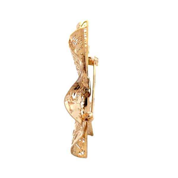 Estate 14K Yellow Gold Bow Brooch Image 2 Classic Creations In Diamonds & Gold Venice, FL