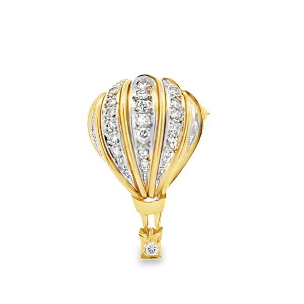 Estate 18K Yellow Gold Diamond Hot Air Balloon Brooch – 0.45 CTW Classic Creations In Diamonds & Gold Venice, FL