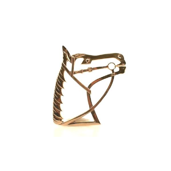 Estate 14K Yellow Gold Horse Head Equestrian Brooch 5.92 DWT Classic Creations In Diamonds & Gold Venice, FL