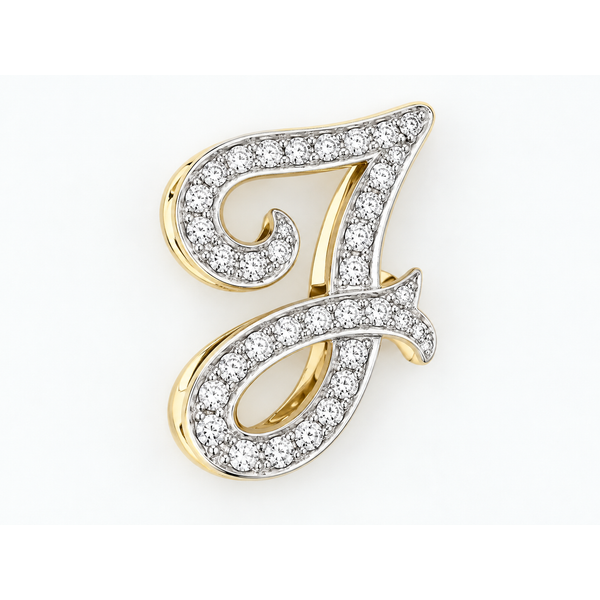 Estate 14K Two Tone Gold Diamond Initial J Pendant Classic Creations In Diamonds & Gold Venice, FL