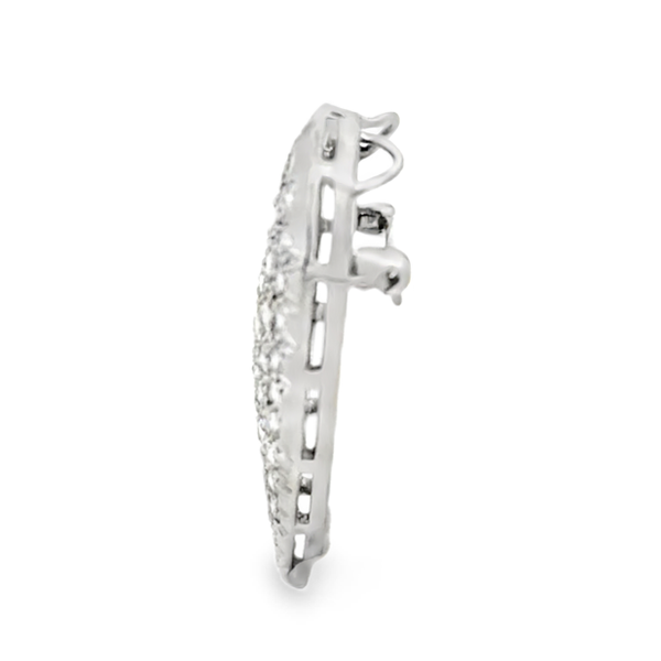 Estate 14K White Gold 3.00ct Pave Diamond Heart Pendant Brooch Image 2 Classic Creations In Diamonds & Gold Venice, FL