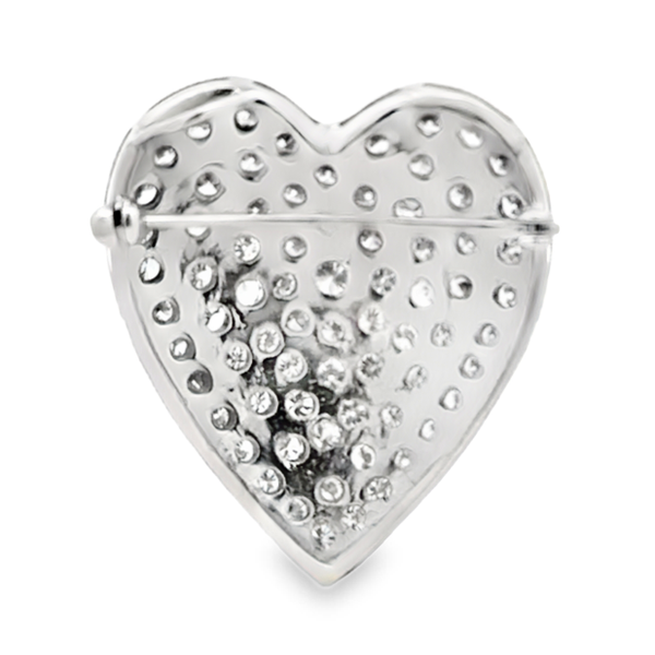 Estate 14K White Gold 3.00ct Pave Diamond Heart Pendant Brooch Image 3 Classic Creations In Diamonds & Gold Venice, FL
