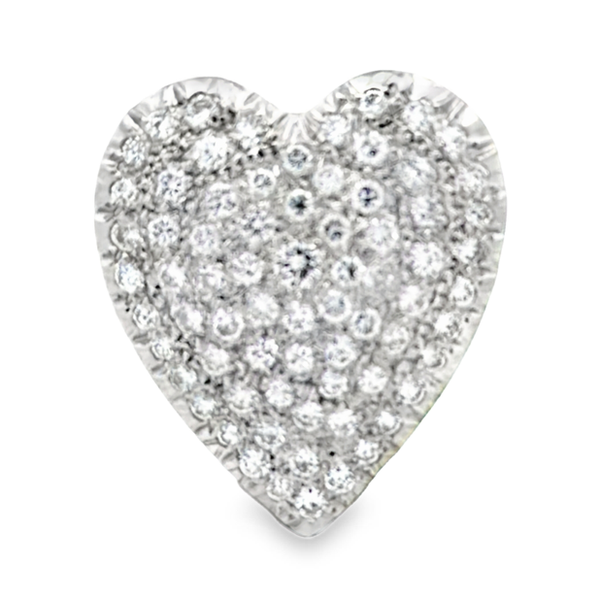 Estate 14K White Gold 3.00ct Pave Diamond Heart Pendant Brooch Classic Creations In Diamonds & Gold Venice, FL