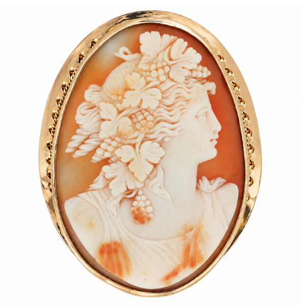 Estate 14K Yellow Gold Carved Shell Cameo Brooch 56x43mm Classic Creations In Diamonds & Gold Venice, FL
