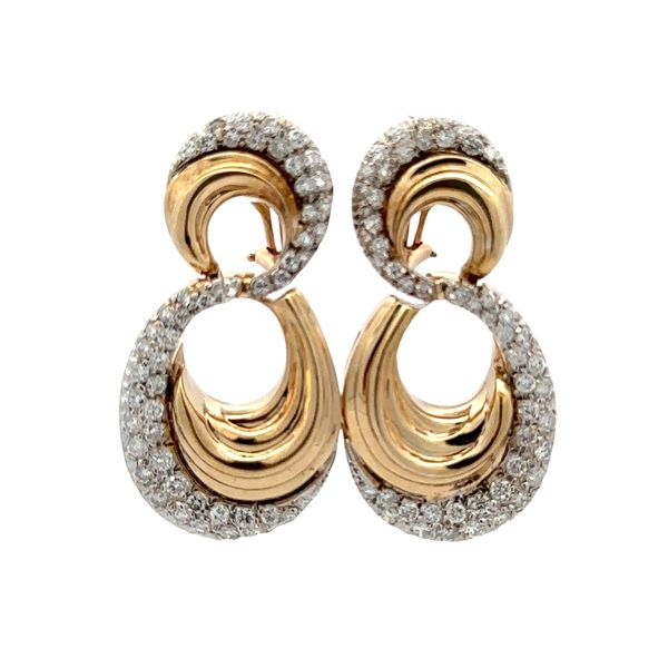 Estate 3.25ct. TW Pave' Diamond Door Knocker Earrings Classic Creations In Diamonds & Gold Venice, FL