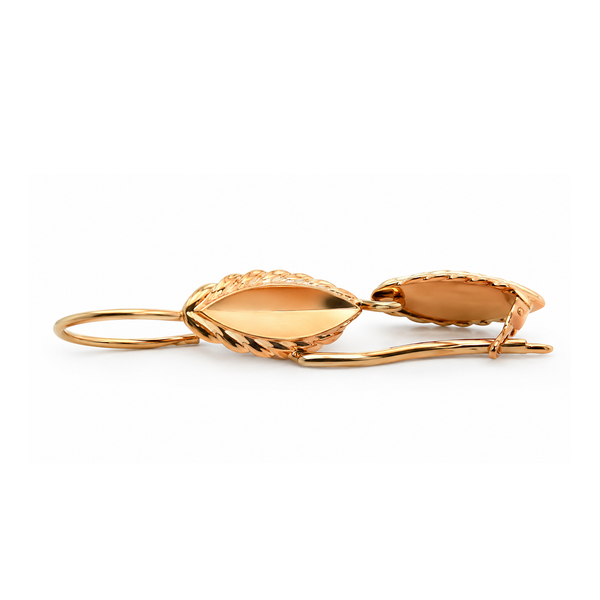 Estate 14K Rose Gold Leaf Hook Earrings | Russian Marked Vintage Jewelry Image 2 Classic Creations In Diamonds & Gold Venice, FL