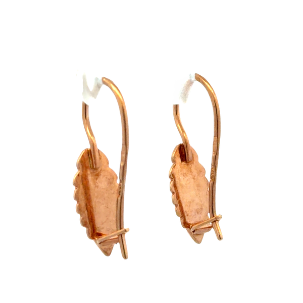 Estate 14K Rose Gold Leaf Hook Earrings | Russian Marked Vintage Jewelry Image 3 Classic Creations In Diamonds & Gold Venice, FL
