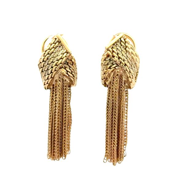 Estate 14K Yellow Gold Fringe Dangle Earrings with Omega Backs Classic Creations In Diamonds & Gold Venice, FL