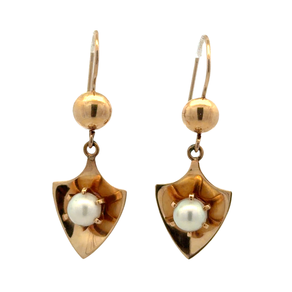 Estate 14K Yellow Gold Cultured Pearl Earrings with French Backs Classic Creations In Diamonds & Gold Venice, FL
