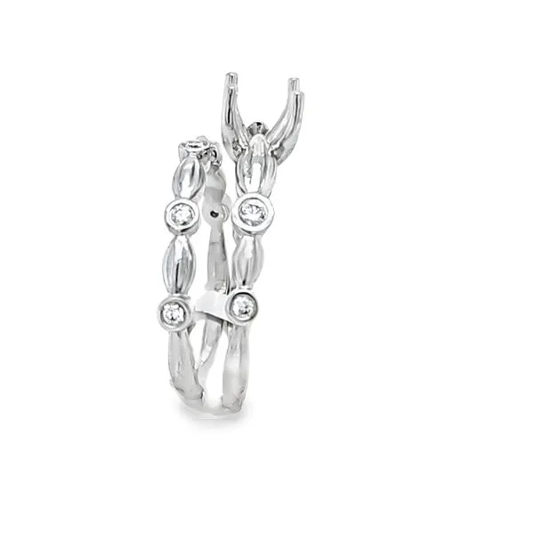 14K White Gold Bezel-Set Round Diamond Semi-Mount Engagement Ring – .23 CTW Accents Image 2 Classic Creations In Diamonds & Gold Venice, FL