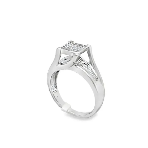 14K White Gold Invisibly Set Princess Bridge Diamond Ring 1.0ct. TW 3.5 DWT Size 7 Image 2 Classic Creations In Diamonds & Gold Venice, FL