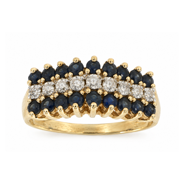 Estate 10K Yellow Gold Sapphire and Diamond Pyramid Ring Classic Creations In Diamonds & Gold Venice, FL