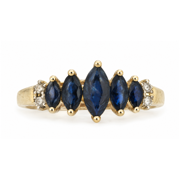 14K Yellow Gold Sapphire and Diamond Pyramid Ring Classic Creations In Diamonds & Gold Venice, FL