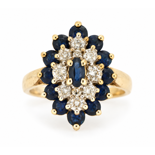 10K Yellow Gold Sapphire and Diamond Cluster Ring Classic Creations In Diamonds & Gold Venice, FL