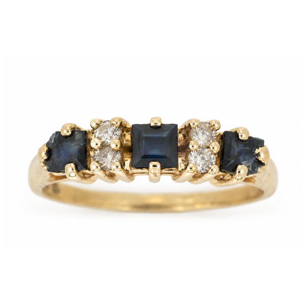 14K Yellow Gold Sapphire and Diamond Band Ring Classic Creations In Diamonds & Gold Venice, FL