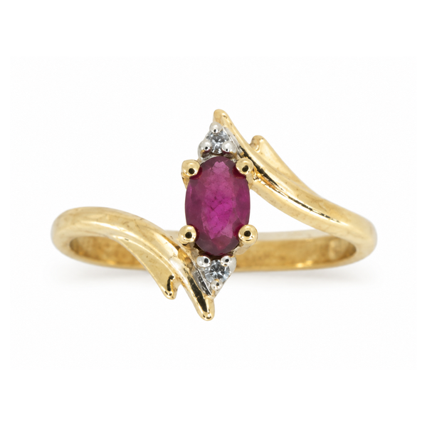 14K Yellow Gold Oval Ruby and Diamond Ring Classic Creations In Diamonds & Gold Venice, FL