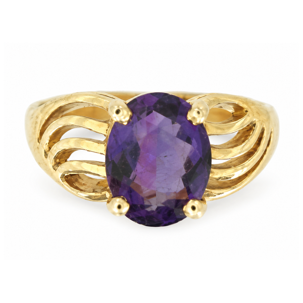 14K Yellow Gold Oval Amethyst Ring 8 x 6mm Classic Creations In Diamonds & Gold Venice, FL