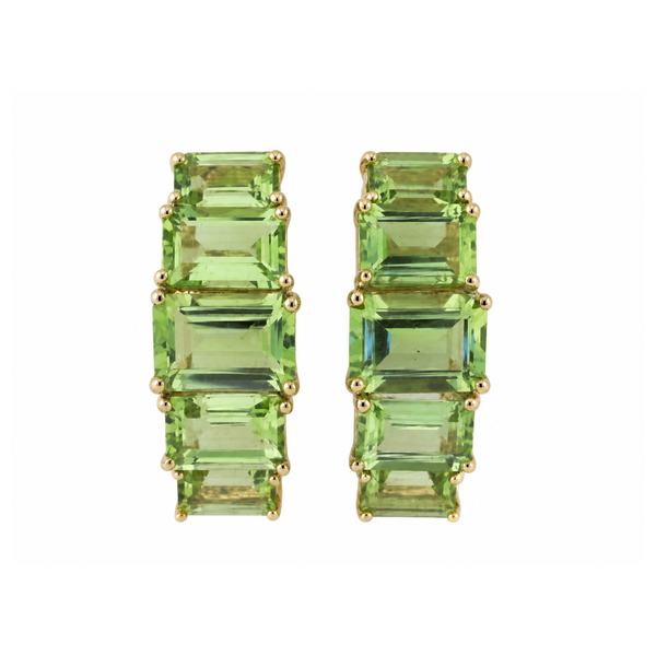 10K Yellow Gold Emerald Cut Peridot Drop Earrings Classic Creations In Diamonds & Gold Venice, FL