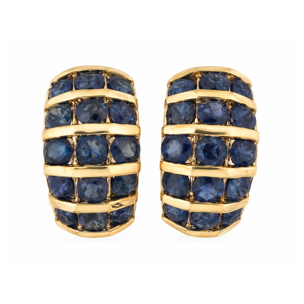 14K Yellow Gold Channel Set Sapphire Drop Earrings 1.80ct TW Classic Creations In Diamonds & Gold Venice, FL