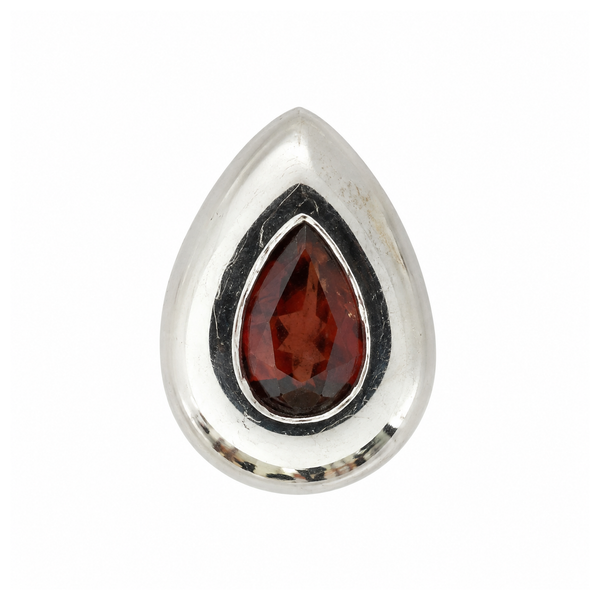 14K White Gold Pear Shaped Garnet Bezel Set Solitaire Pendant Necklace Classic Creations In Diamonds & Gold Venice, FL