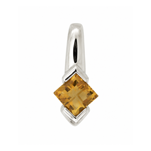 14K White Gold Square Citrine Illusion Pendant Necklace Classic Creations In Diamonds & Gold Venice, FL