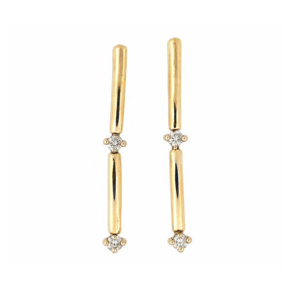 14K Yellow Gold Diamond Polished Bar Drop Earrings Classic Creations In Diamonds & Gold Venice, FL