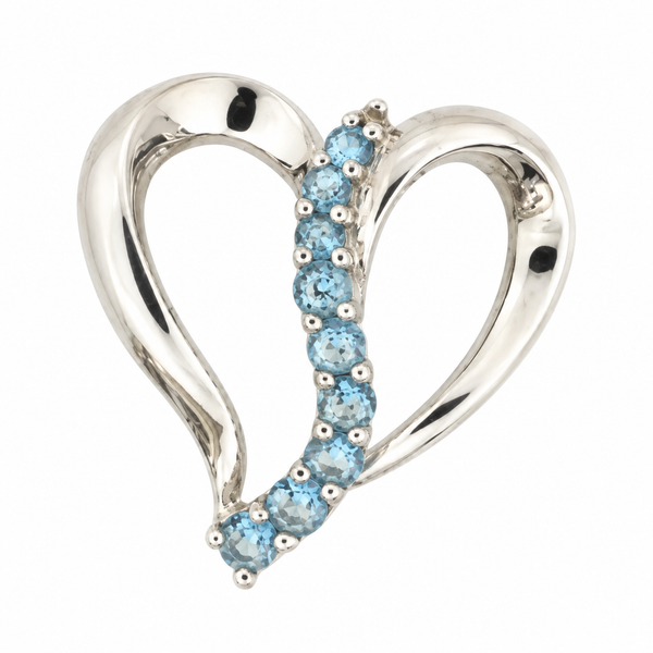 10K Yellow Gold Blue Topaz and Diamond Heart Pendant Classic Creations In Diamonds & Gold Venice, FL