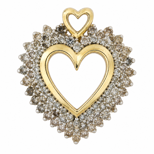 10K Yellow Gold Diamond Heart Pendant 2.00ct TW 88 Diamonds Classic Creations In Diamonds & Gold Venice, FL