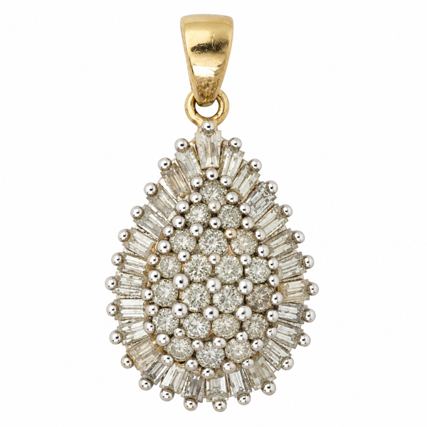 10K Yellow Gold Pear Shaped Diamond Cluster Pendant 1.00ct TW Classic Creations In Diamonds & Gold Venice, FL