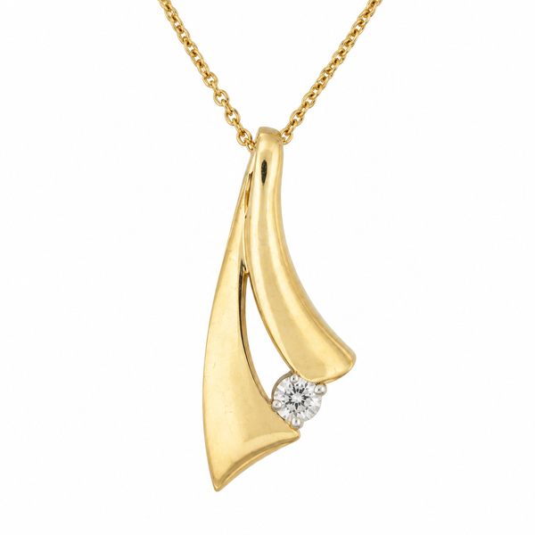 14K Yellow Gold Split Diamond Pendant Necklace 0.20ct G-H SI1 Classic Creations In Diamonds & Gold Venice, FL