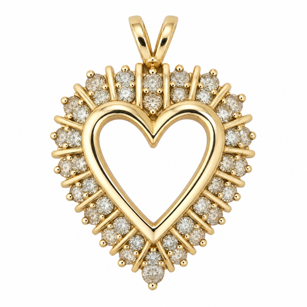 10K Yellow Gold Large Diamond Heart Pendant 1.52ct TW Classic Creations In Diamonds & Gold Venice, FL