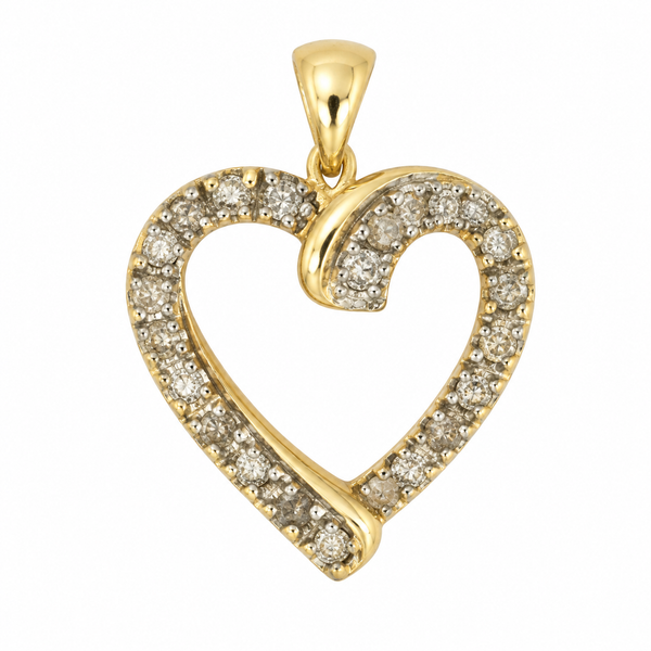 14K Yellow Gold Diamond Heart Pendant 0.20ct TW Classic Creations In Diamonds & Gold Venice, FL