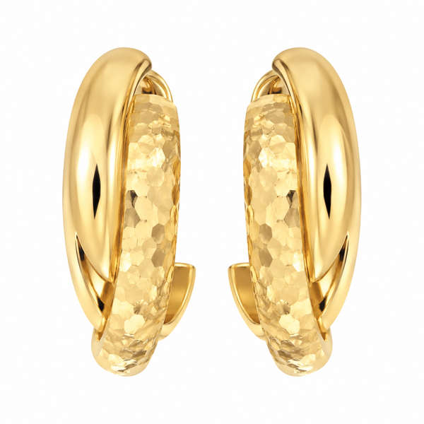 14K Yellow Gold Satin and Polished Crossover J Earrings 24mm Classic Creations In Diamonds & Gold Venice, FL
