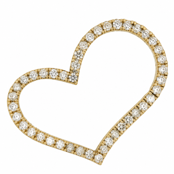 10K Yellow Gold Cubic Zirconia Open Heart Pendant Classic Creations In Diamonds & Gold Venice, FL