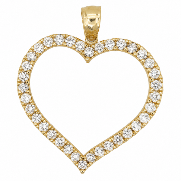 10K Yellow Gold Cubic Zirconia Open Heart Pendant Classic Creations In Diamonds & Gold Venice, FL