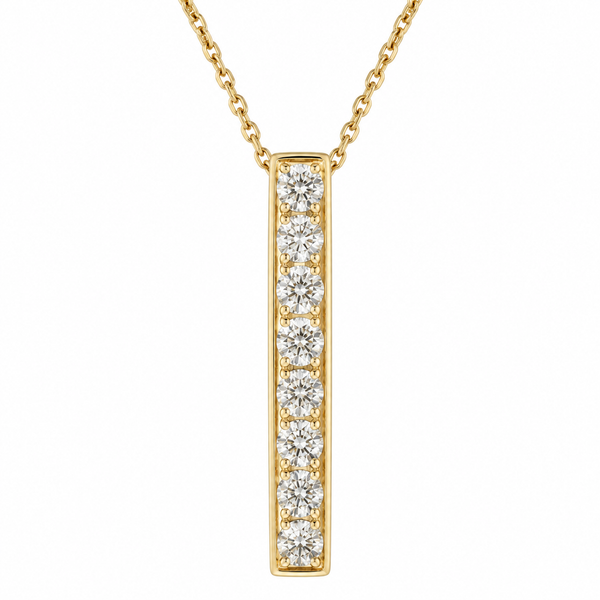 14K Yellow Gold Vertical Cubic Zirconia Pendant with 18 Inch French Rope Chain Classic Creations In Diamonds & Gold Venice, FL
