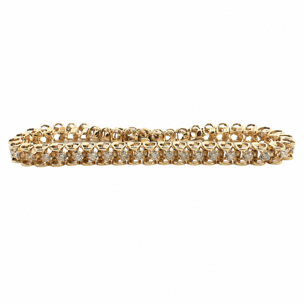 10K Yellow Gold Round Brilliant Diamond Illusion Set Hump Bracelet 1.00ct TW Classic Creations In Diamonds & Gold Venice, FL