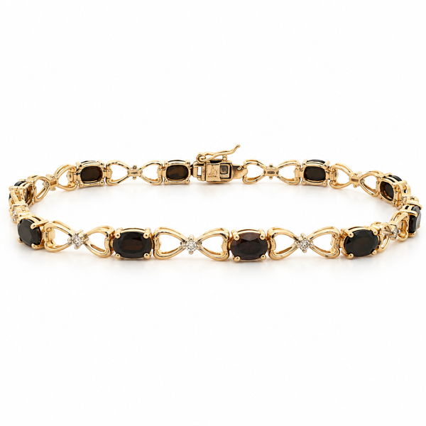 10K Yellow Gold Black Onyx and Diamond XO Link Bracelet 0.10ct TW Classic Creations In Diamonds & Gold Venice, FL