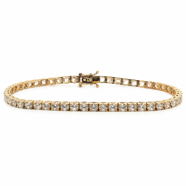 14K Yellow Gold Cubic Zirconia Line Bracelet Classic Creations In Diamonds & Gold Venice, FL