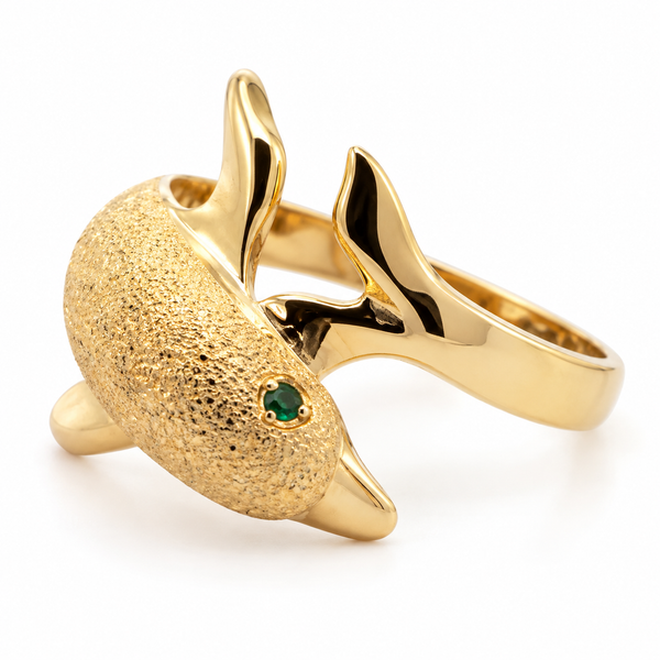 Pre-Owned 14K Yellow Gold Diamond Cut Dolphin Ring Classic Creations In Diamonds & Gold Venice, FL