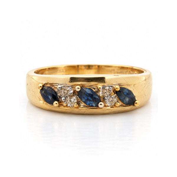 18K Yellow Gold Marquise Sapphire and Diamond Band Classic Creations In Diamonds & Gold Venice, FL